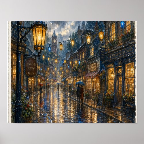 Lanterns in the Rain, Plate RH-WC-005 Poster