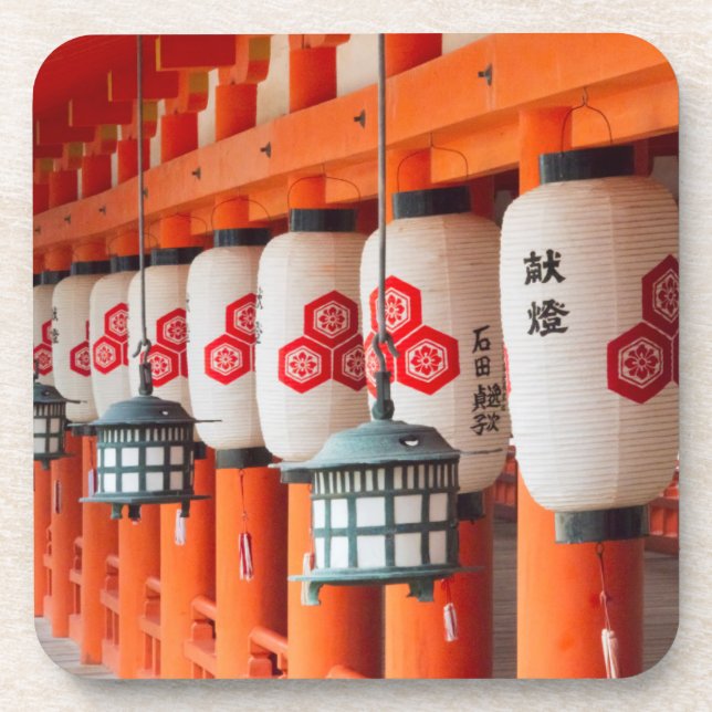 Lanterns inside Itsukushima Shrine Beverage Coaster (Front)