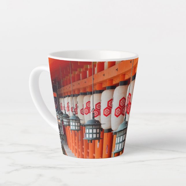 Lanterns inside Itsukushima Shrine Latte Mug (Left Angle)