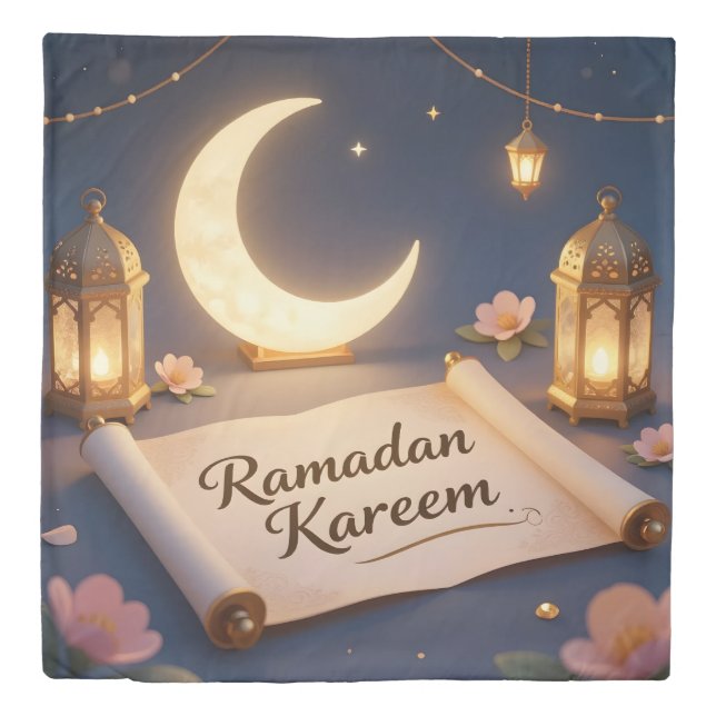 Lanterns Of Blessing – Glowing Lantern Art Duvet Cover (Front)