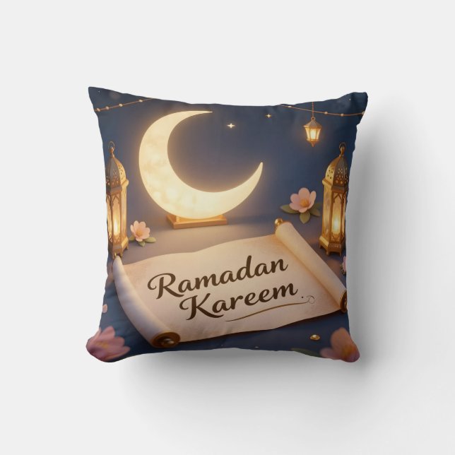 Lanterns Of Blessing – Glowing Lantern Art Throw   Pillow (Front)