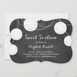 Lanterns on Chalk Sweet Sixteen Invitation
