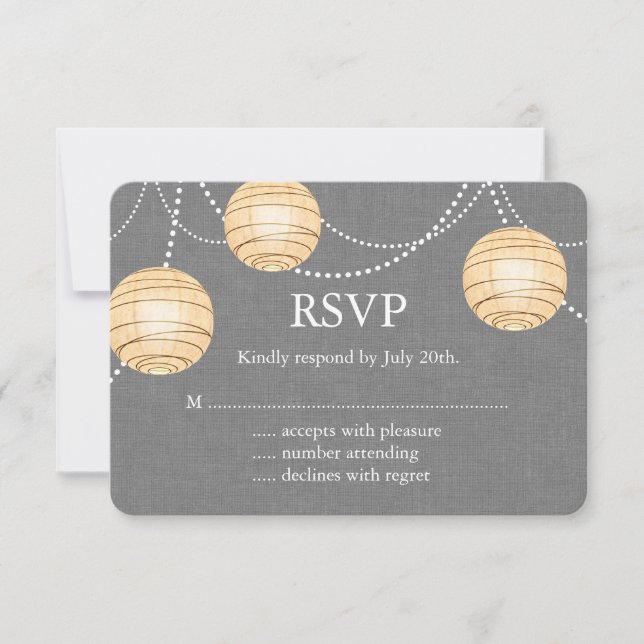 Lanterns on Gray Burlap RSVP 2 (Front)