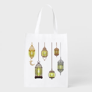 Lanterns Ramadan Mubarak Oriental Arabian Muslim Grocery Bag