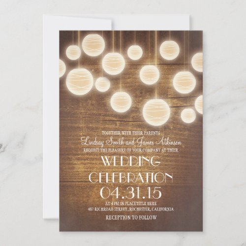 lanterns rustic country wedding invitation