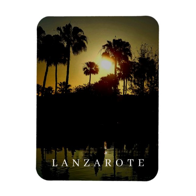Lanzarote palms trees at sunset fridge magnet (Vertical)