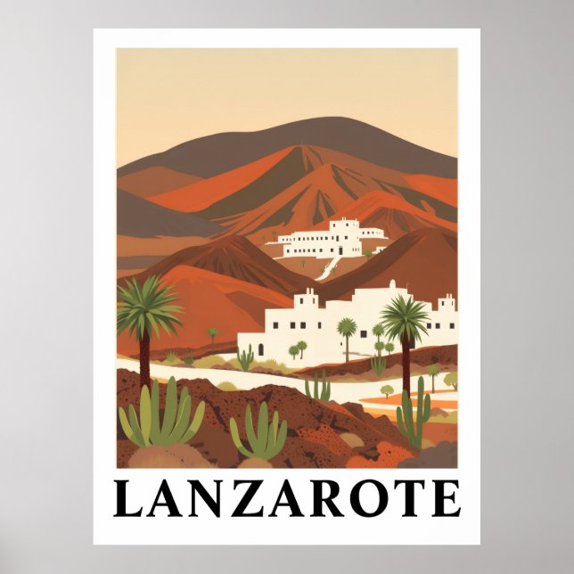 Lanzarote Spain Vintage Travel Desert Art Print (Front)