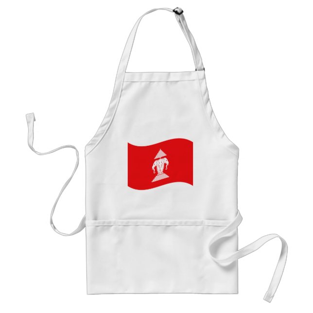 Lao Erawan Three Headed Elephant Flag Wave Adult Apron (Front)