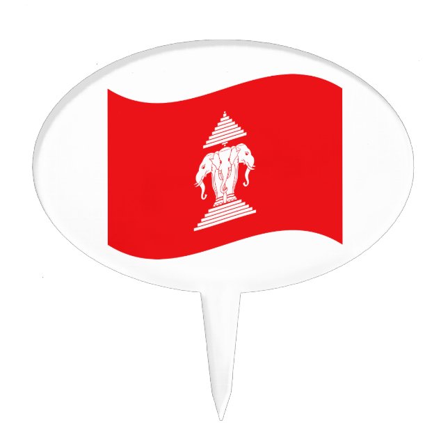Lao Erawan Three Headed Elephant Flag Wave Cake Topper (Front)