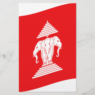 Lao Erawan Three Headed Elephant Flag Wave Stationery