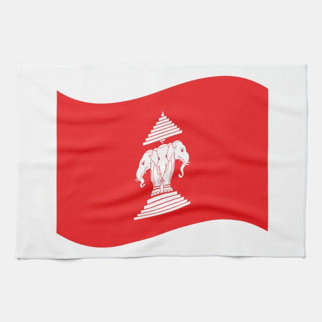 Lao Erawan Three Headed Elephant Flag Wave Towel (Horizontal)