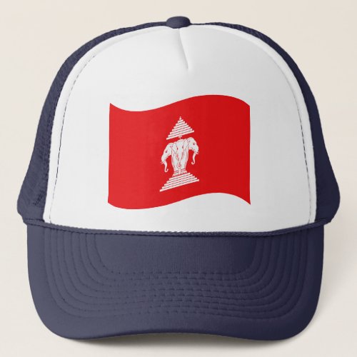 Lao Erawan Three Headed Elephant Flag Wave Trucker Hat