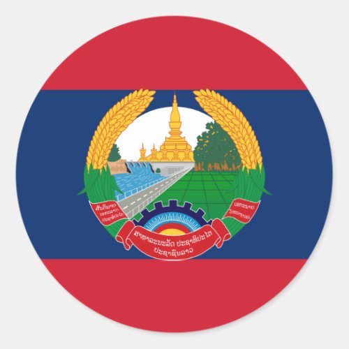 Lao Flag  Emblem Flag of Laos Classic Round Sticker