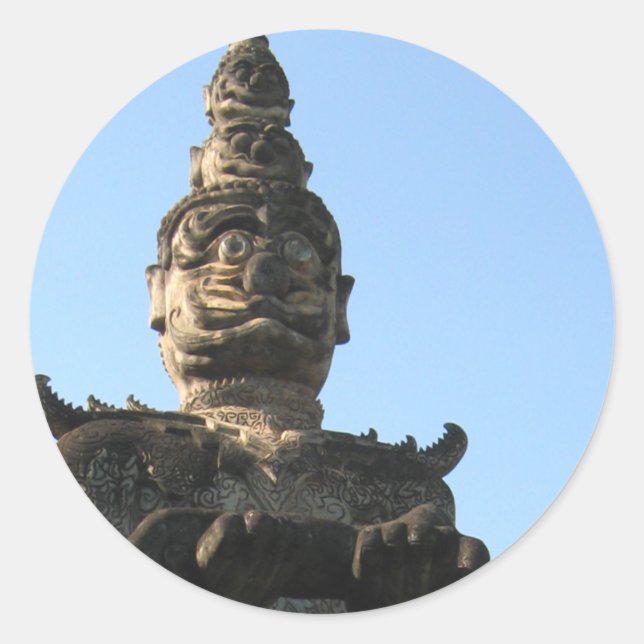Lao Giant Guardian .. Buddha Park, Vientiane, Laos Classic Round Sticker (Front)