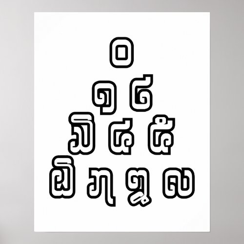 Lao  Laos Numbers Pyramid Laotian Language Script Poster