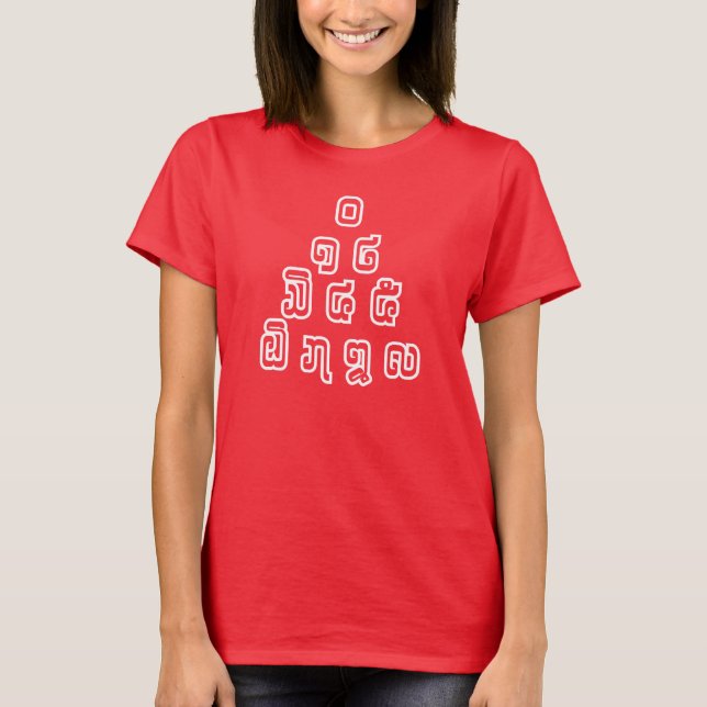 Lao / Laos Numbers Pyramid Laotian Language Script T-Shirt (Front)