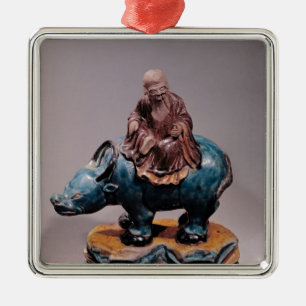 Lao-Tzu on his Buffalo, Qing dynasty Metal Ornament