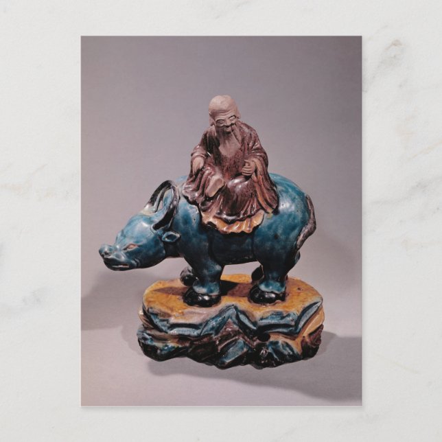 Lao-Tzu  on his Buffalo, Qing dynasty Postcard (Front)