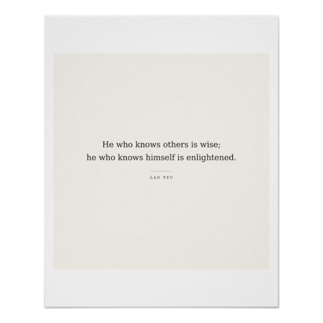 Lao Tzu Poster: Enlightened Self-Knowledge Poster (Front)