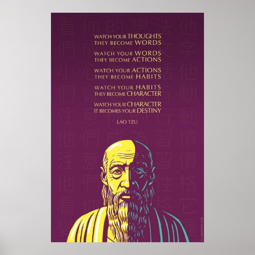 Lao Tzu quote Watch your thoughts Poster