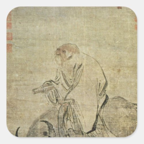 Lao_tzu  riding his ox Chinese Ming Dynasty Square Sticker