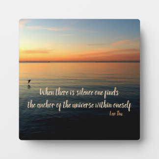 Lao Tzu Silence Quote and Beach Sunrise Plaque