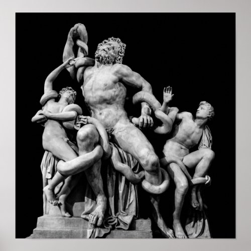 Laocoon Sculpture Over Black Poster