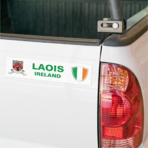 Laois Ireland Crest and Irish Flag Bumper Sticker