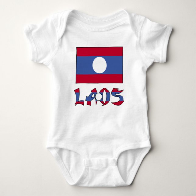 Laos and Laotian Flag Baby Bodysuit (Front)