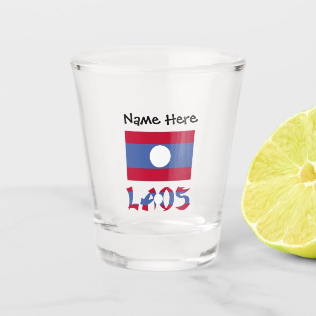 Laos and Laotian Flag with Your Name Shot Glass (Front)