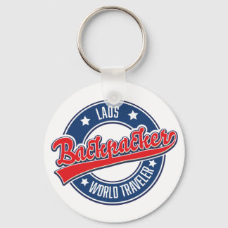 laos backpacker world traveler logo keychain