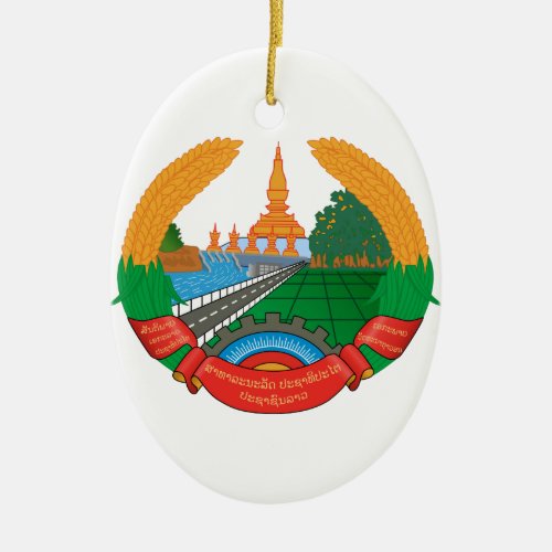 Laos Coat of Arms Ceramic Ornament