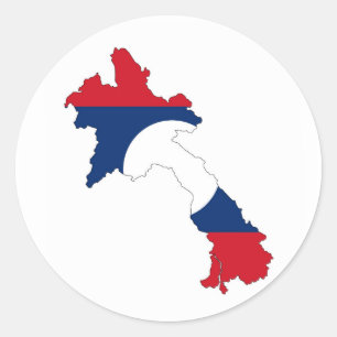 laos country flag map shape silhouette symbol classic round sticker