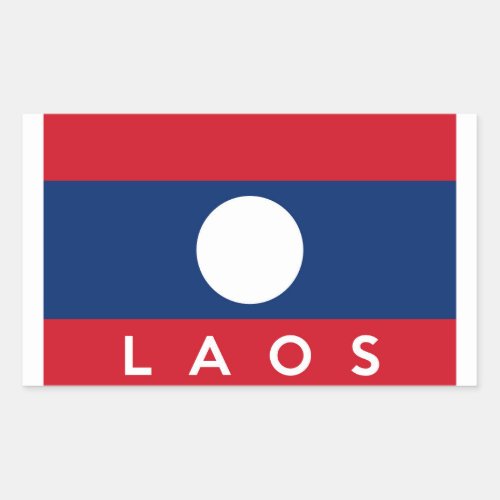 Laos country flag symbol name text rectangular sticker