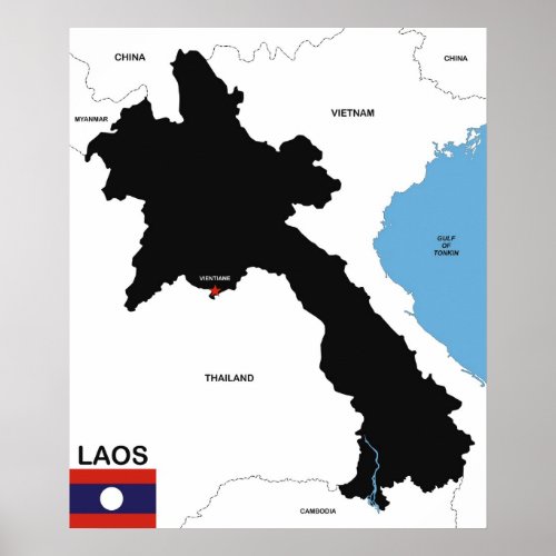 laos country political map flag poster