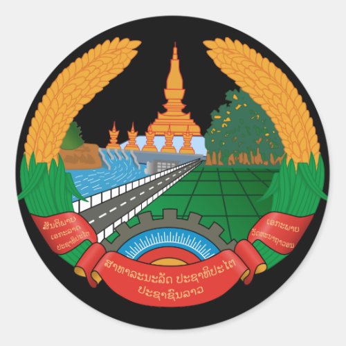 laos emblem classic round sticker