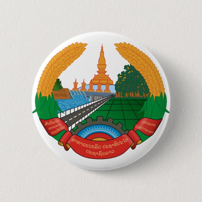 laos emblem pinback button (Front)