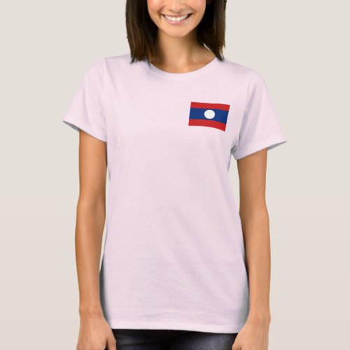 Laos Flag and Map dk T_Shirt