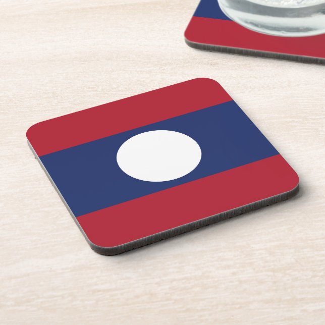 Laos flag beverage coaster (Left Side)