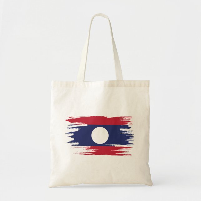 Laos Flag Brush Art Tote Bag (Front)