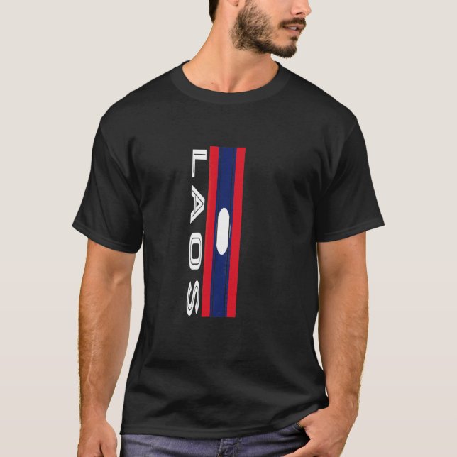 Laos Flag Colors T-Shirt (Front)