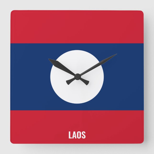 Laos Flag Dazzling Patriotic Square Wall Clock (Front)