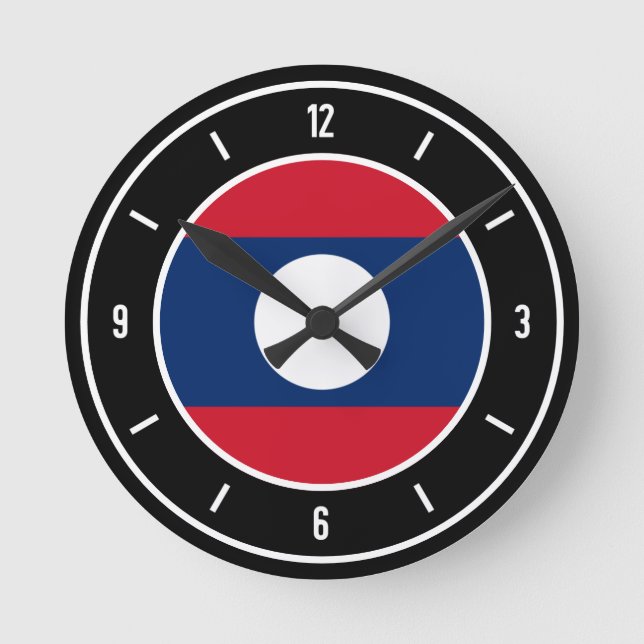 Laos Flag Elegant Round Clock (Front)