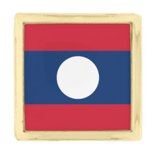 Laos Flag Gold Finish Lapel Pin