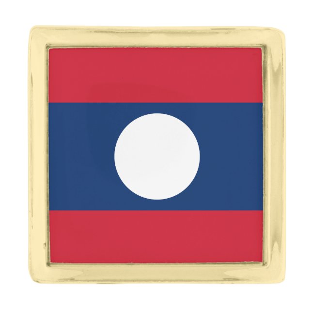 Laos Flag Gold Finish Lapel Pin (Front)