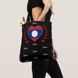 Laos Flag & Heart, Laos Flag fashion /sport Tote Bag