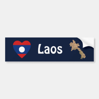 Laos Flag Heart + Map Bumper Sticker
