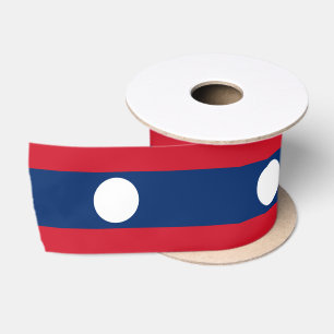 Laos Flag & Laos travel, holiday/sports Satin Ribbon