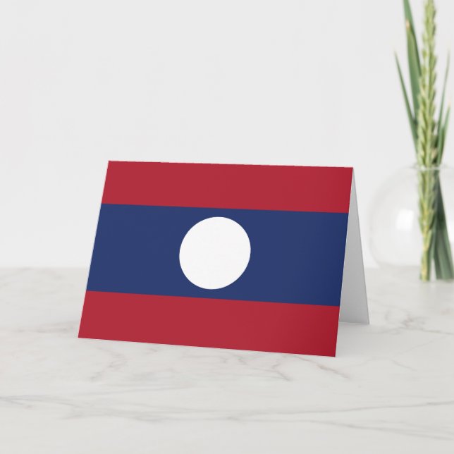 Laos flag letterpress thank you card (Front)