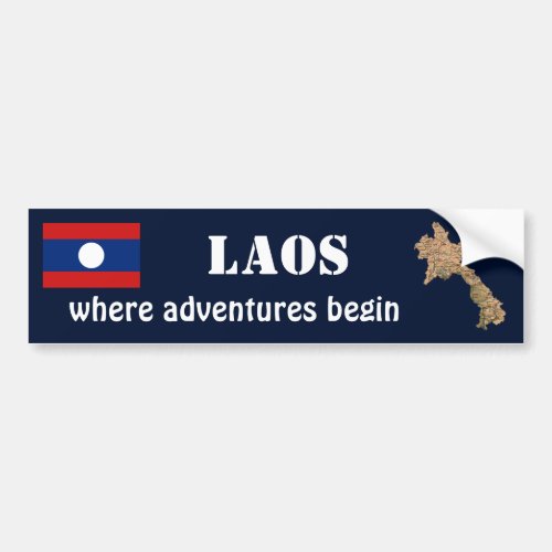 Laos Flag  Map Bumper Sticker
